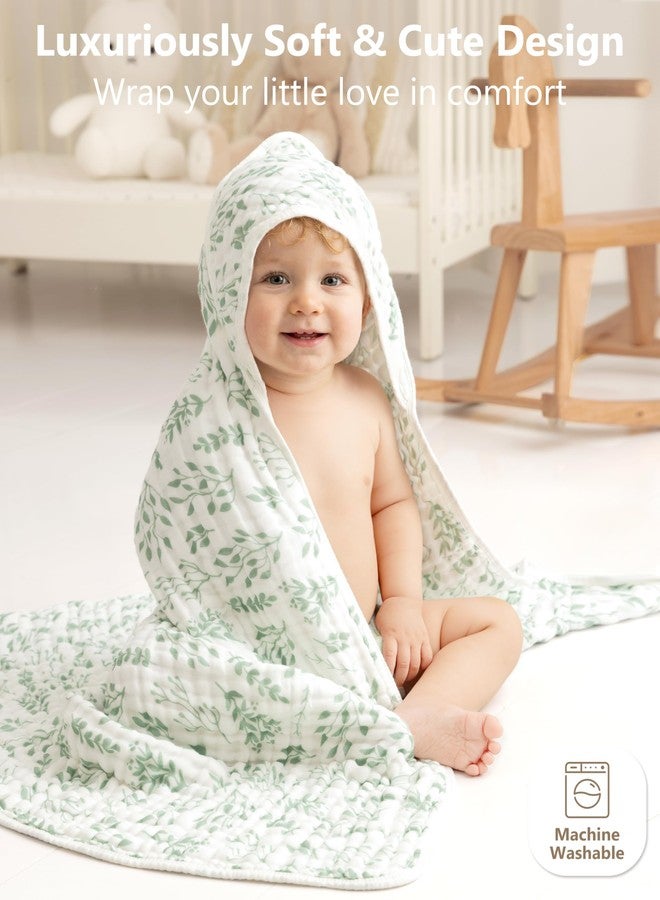 FIEMOL Baby Bath Towels, 100% Muslin Cotton Hooded Baby Towels for Newborn, 2 Pack Baby Towels with Hood for Infant Toddler and Kids, Large 32x32Inch Unisex Bath Essentials, Soft and Absorbent - Image 4