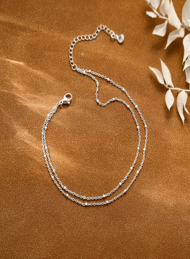 Robaice Ankle Bracelets for Women, Glitter Waterproof Adjustable Anklet for Women, 14K Gold Plated/Sterling Silver Layered Anklets, Summer Beach Anklet Jewelry for Women Gift, 8.5"+2", brass - Image 5