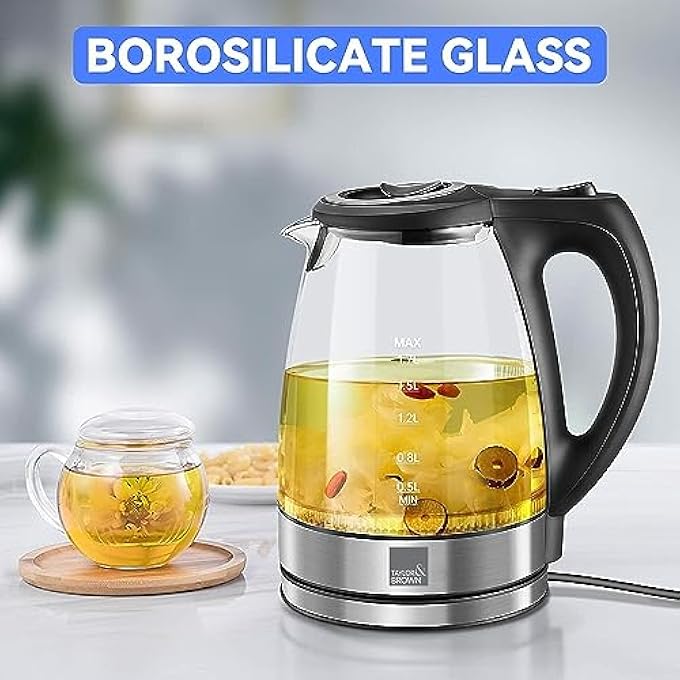 Taylor & Brown Blue Led Illuminated 17L Electric Glass Kettle Cordless Portable Design - Image 3