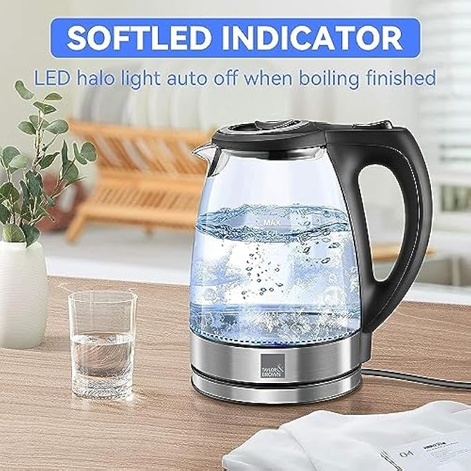 Taylor & Brown Blue Led Illuminated 17L Electric Glass Kettle Cordless Portable Design - Image 5