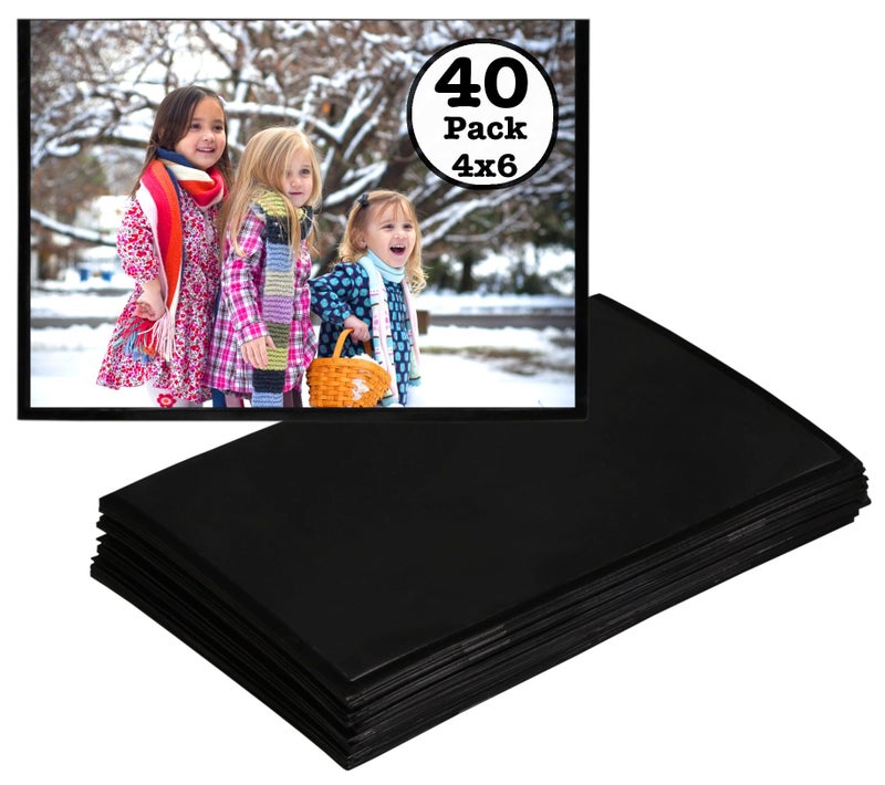 Iconikal 40Pack Magnetic Picture Frame Photo Sleeves for 4x6 Pictures Easy Slidein Display Pockets for Refrigerator Metal Surfaces Durable Filing Cabinet Memo Holders