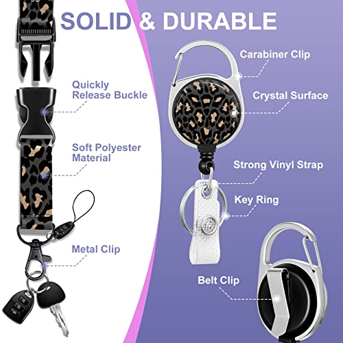 Toykee Neck Lanyard with ID Badge Holder and Retractable Badge Reel Clip, Leopard Cheetah Card Name Tag Lanyard Vertical ID Protector Bage Clips for Nurse Nursing Doctor Teacher Student - Image 4