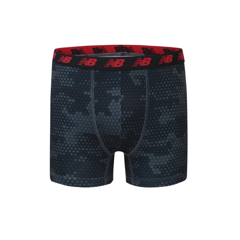 New Balance Boys' 3.5" Underwear, Performance Boxer Briefs (4 Pack), Magnet Print/Team Red/Black/Team Red Print, Medium - Image 4