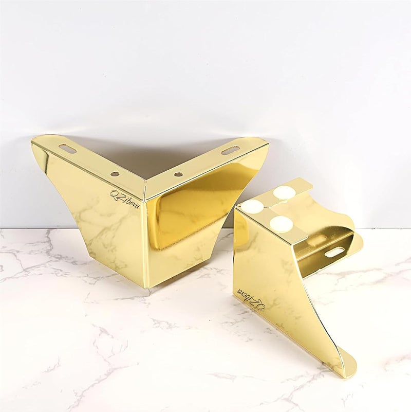 QZibeva 4 Pack Furniture Legs 3 Inch Height Minimalist Ottoman Design Furniture Feet Metal Sofa Legs Replacement for Sofa Coffee Table Cupboard TV Stand Feet Gold 45 Ih Wide Screw Included - Image 3
