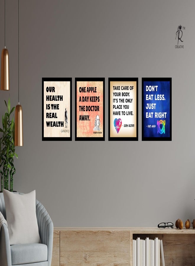 AR Creative Our Health, One Apple, Take Care. Don't Eat - Health Quote Framed Wall Poster, Inspirational Quotes, Psychology Quotes Print with Frame, Home, Office Decor (10 inch x 10 inch), Set Of 4 - Image 2