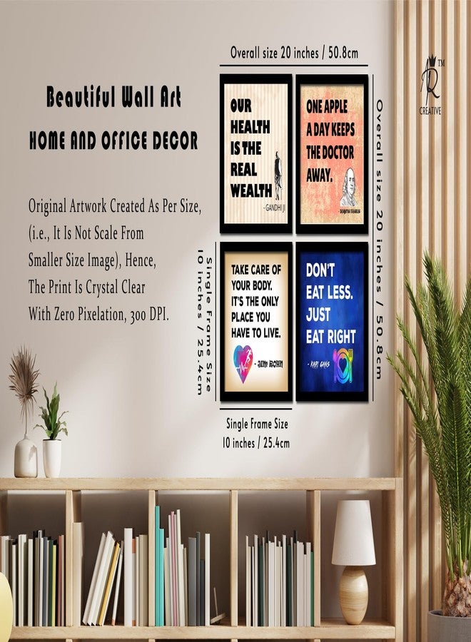 AR Creative Our Health, One Apple, Take Care. Don't Eat - Health Quote Framed Wall Poster, Inspirational Quotes, Psychology Quotes Print with Frame, Home, Office Decor (10 inch x 10 inch), Set Of 4 - Image 4