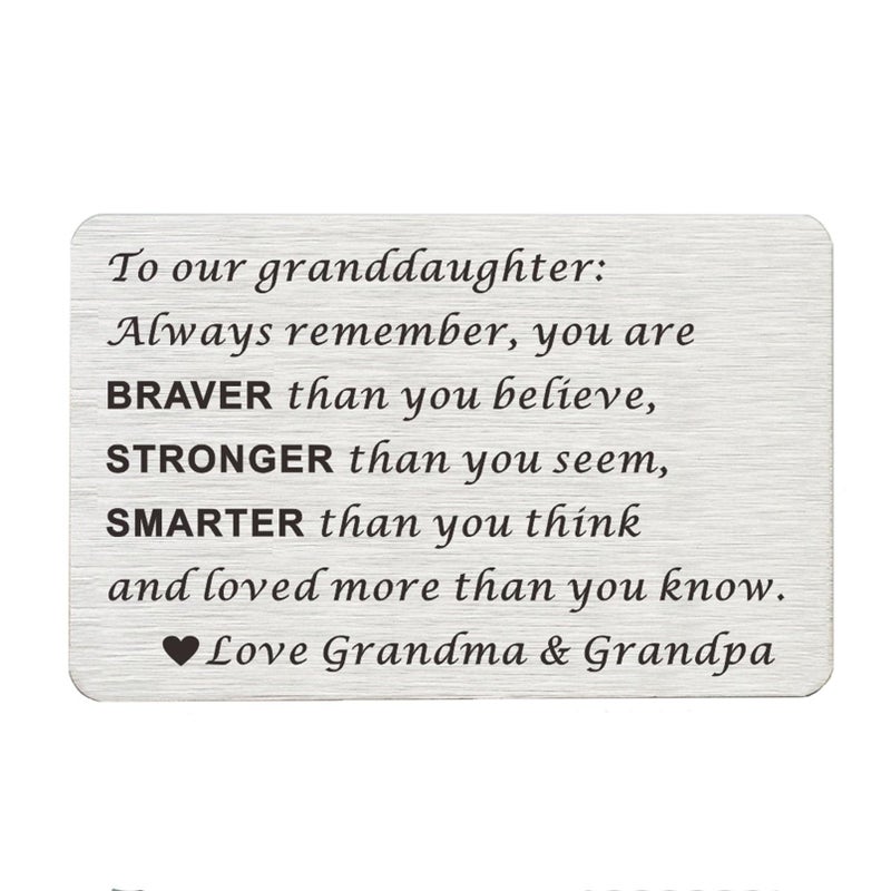Suixining Laser Engraved Granddaughter Wallet Insert Card，Granddaughter Birthday Card from grandma and grandpa，Granddaughter Graduation Gift Card，Granddaughter Gifts from grandma and grandpa - Image 1