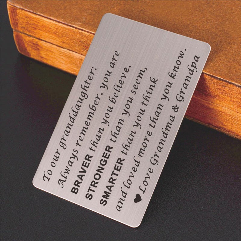 Suixining Laser Engraved Granddaughter Wallet Insert Card，Granddaughter Birthday Card from grandma and grandpa，Granddaughter Graduation Gift Card，Granddaughter Gifts from grandma and grandpa - Image 2