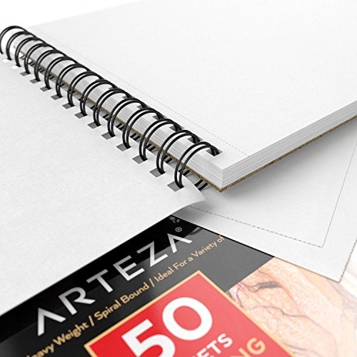 ARTEZA دفتر رسم ARTEZA، 8 × 10 بوصة، عبوة من 2، 50 ورقة لكل منها، كتب رسم مرتبطة بشكل حلزوني، ورق رسم أبيض متين خالي من الأحماض - Image 3