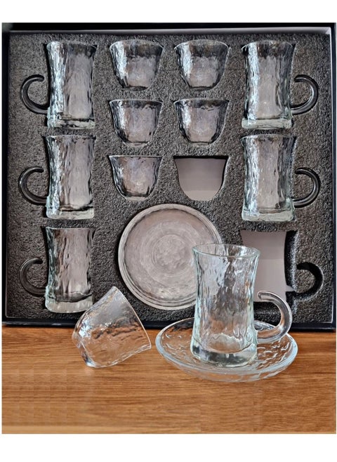 A set of Tea Cups and Coffee Cups and Saucers with a Modern and Elegant Design, 18 Pieces