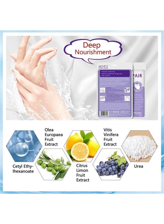 AIQIUSHA 4 Pack Hands Moisturizing Gloves, Hand Spa Mask Infused Collagen, Serum + Vitamins + Natural Plant Extracts for Dry, Cracked Hands, Moisturizer Hands Mask, Repair Rough Skin for Women&Men 