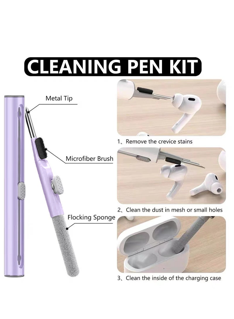 Drop and Fingerprint Resistant Soft Silicone Case for AirPods Pro 2/Pro with Cleaning Kit and Keychain (Purple) - Image 4