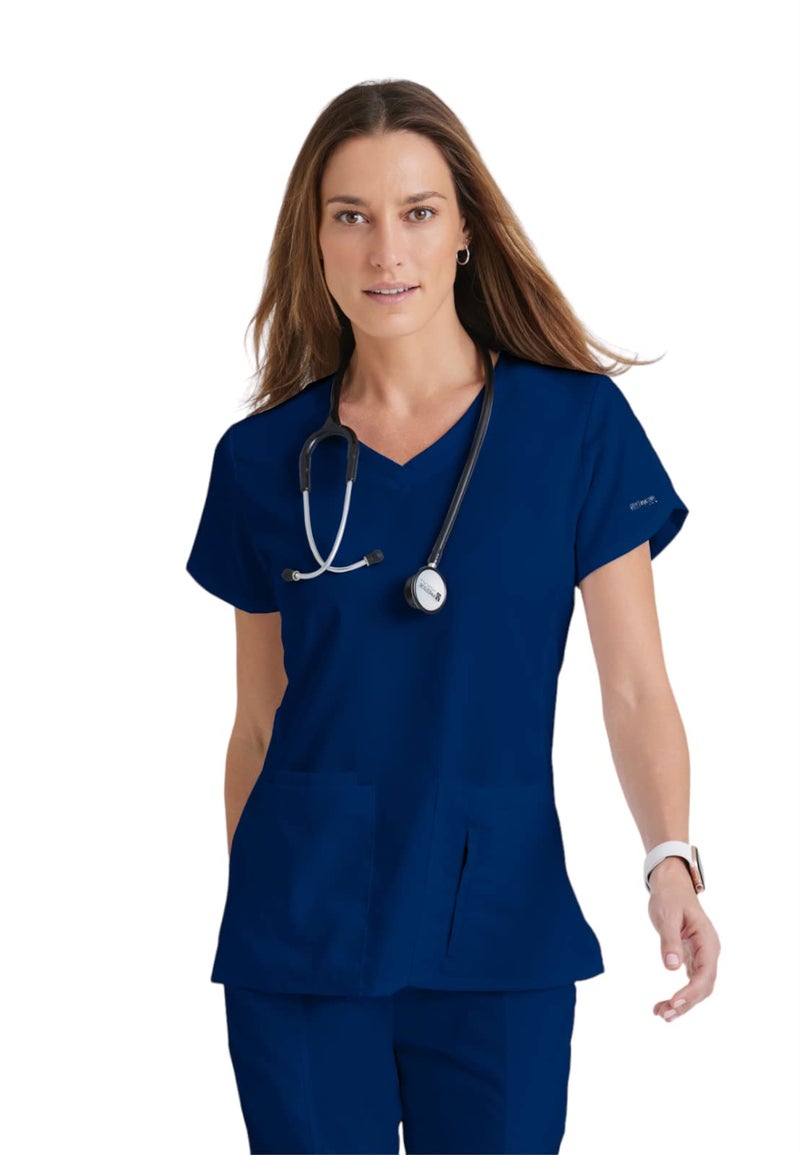 Barco Grey's Anatomy 41423 4 Pkt Crossover V-Neck Top (Indigo, Medium) - Image 1