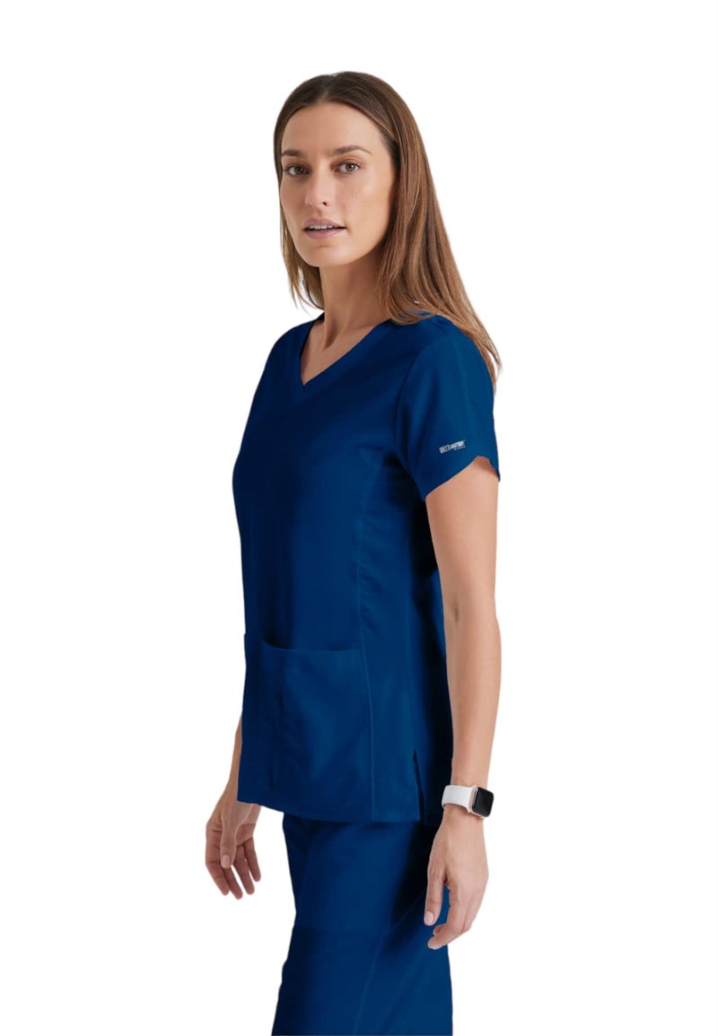 Barco Grey's Anatomy 41423 4 Pkt Crossover V-Neck Top (Indigo, Medium) - Image 3