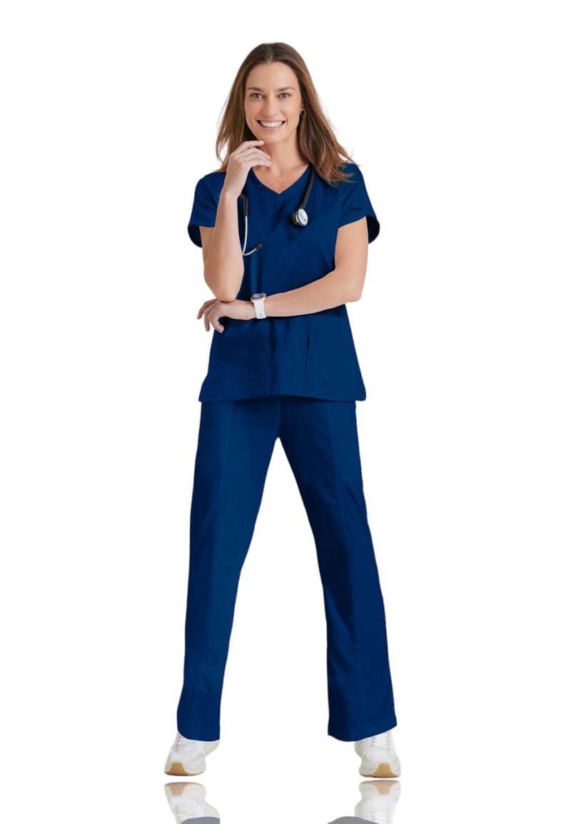 Barco Grey's Anatomy 41423 4 Pkt Crossover V-Neck Top (Indigo, Medium) - Image 4