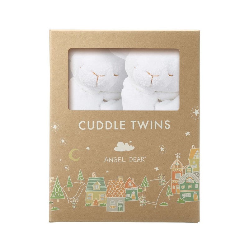 Angel Dear - White Lamb, Cuddle Twins Blankie Set - Image 1