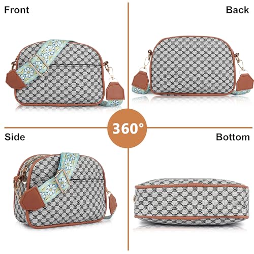 DANIEL CLARK Geometric Print Crossbody sling Bag with Adjustable Multicolor Strap (Grey & Black) - Image 3