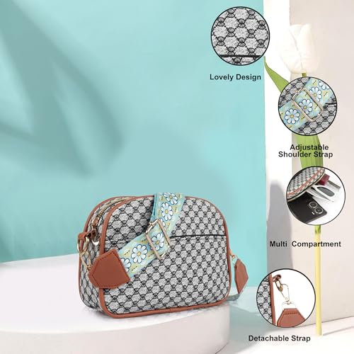DANIEL CLARK Geometric Print Crossbody sling Bag with Adjustable Multicolor Strap (Grey & Black) - Image 2