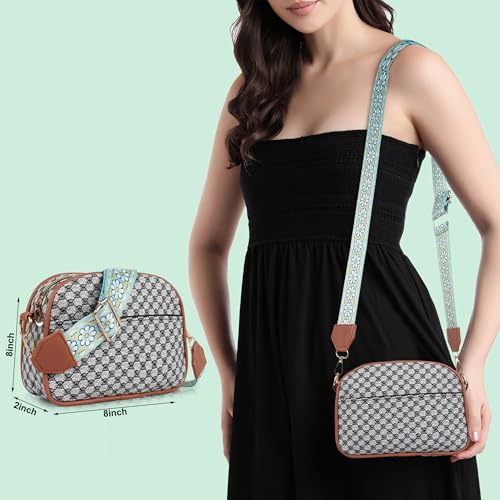 DANIEL CLARK Geometric Print Crossbody sling Bag with Adjustable Multicolor Strap (Grey & Black) - Image 4