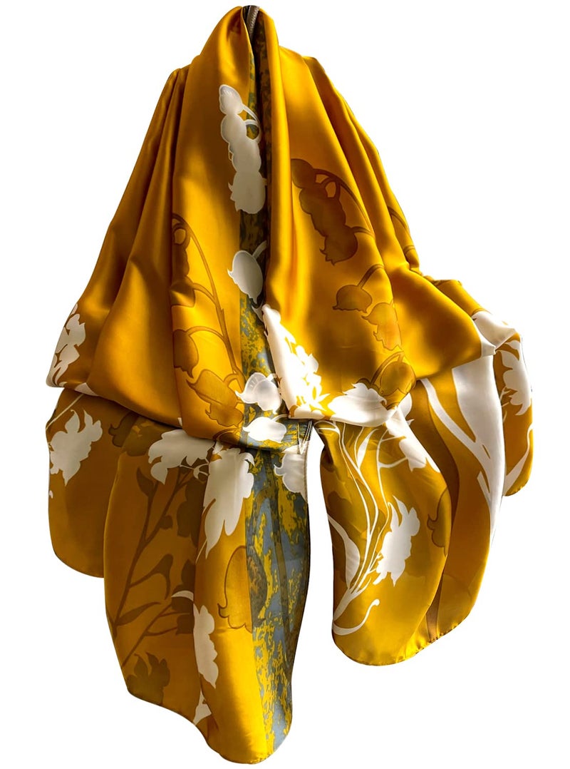 NUWEERIR Womens 100% Large Mulberry Silk Scarf Long Satin Scarf Fashion Lightweight Wraps - Image 5