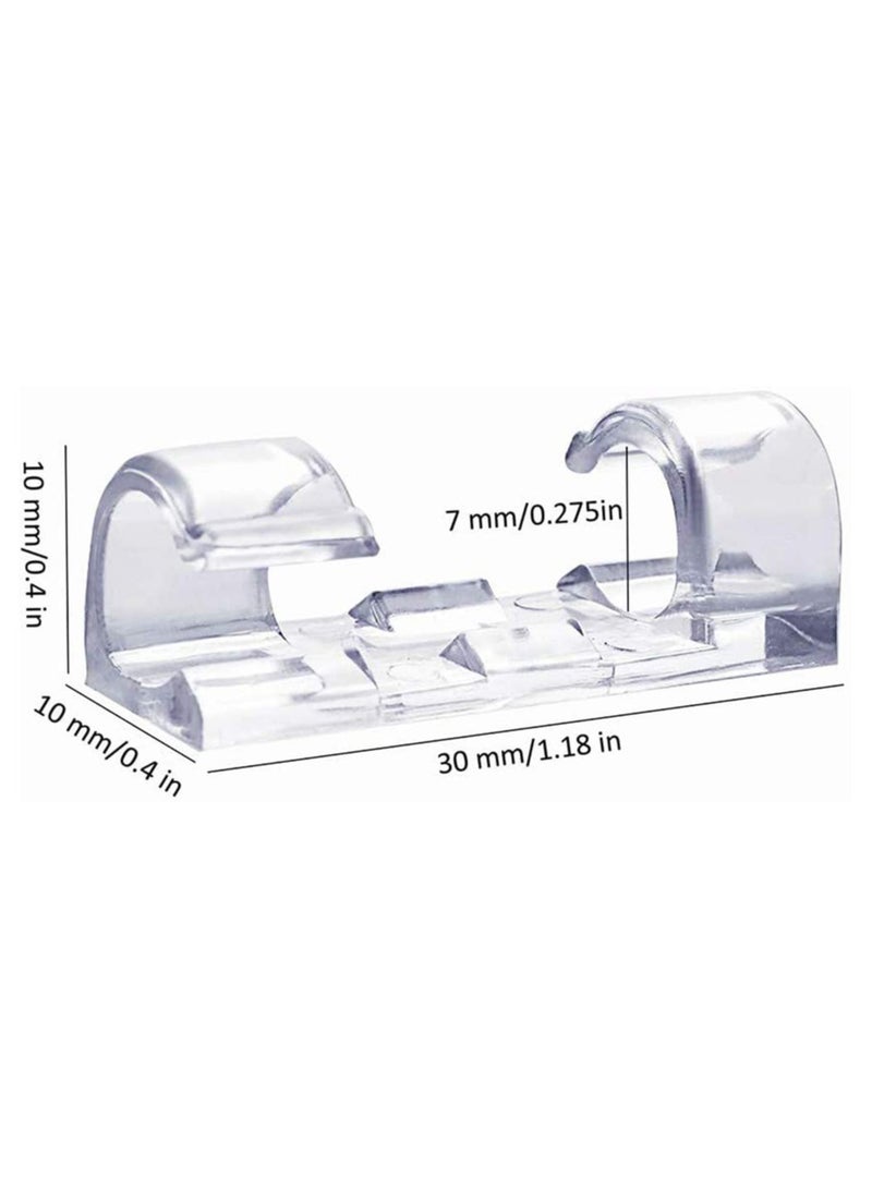 بينج كيوت 60 قطعة من مشابك الكابلات الشفافة قوية ذاتية اللصق، مشابك تنظيم اسلاك بلاستيكية دائرية متينة للمنزل والمكتب (شفاف) - Image 2