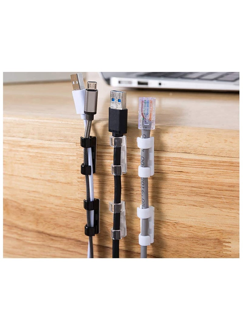 بينج كيوت 60 قطعة من مشابك الكابلات الشفافة قوية ذاتية اللصق، مشابك تنظيم اسلاك بلاستيكية دائرية متينة للمنزل والمكتب (شفاف) - Image 5