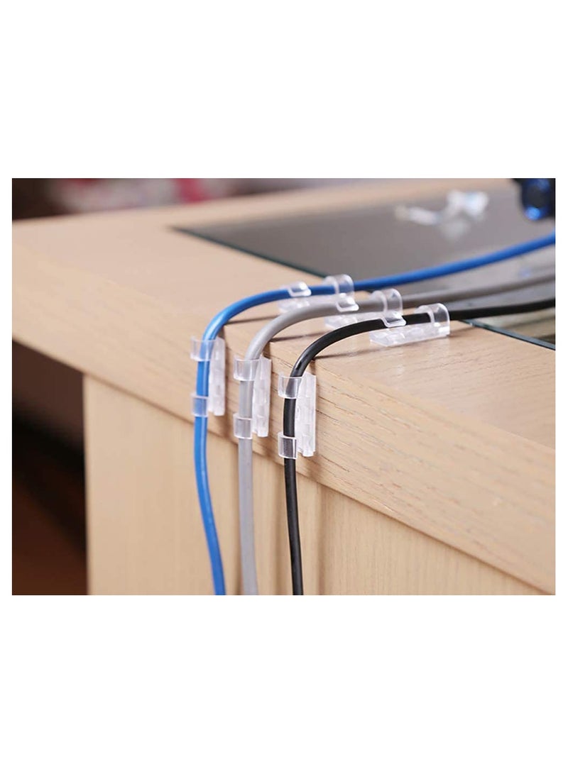 بينج كيوت 60 قطعة من مشابك الكابلات الشفافة قوية ذاتية اللصق، مشابك تنظيم اسلاك بلاستيكية دائرية متينة للمنزل والمكتب (شفاف) - Image 1