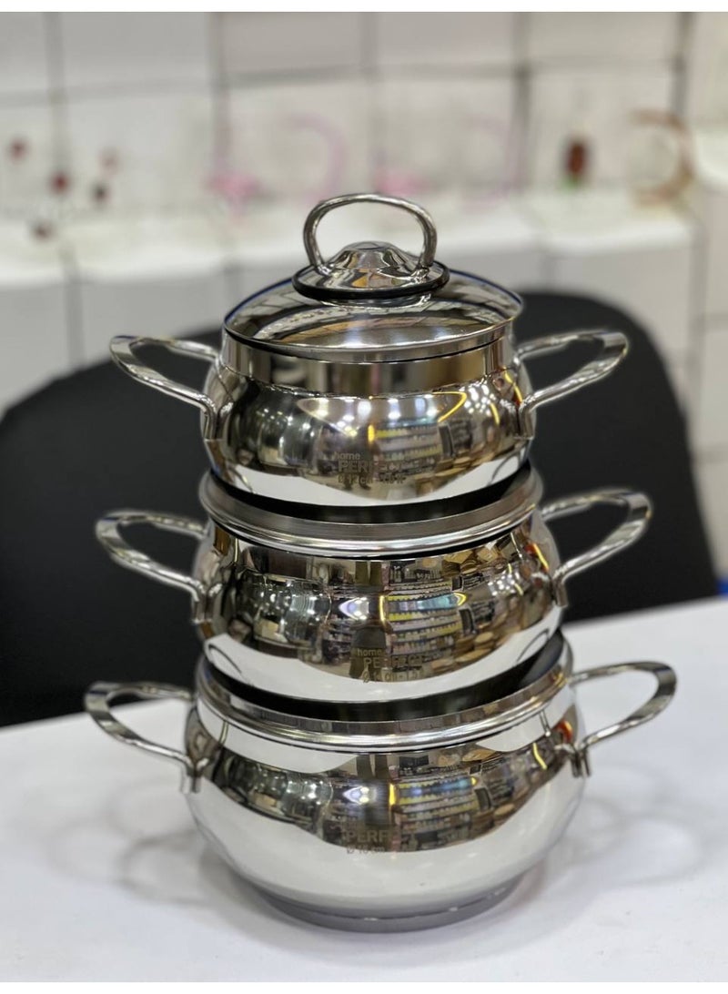 Perfect 3-piece stainless steel cookware set: 12 cm (1 liter), 14 cm (1.5 liter), 16 cm (1.8 liter) - Image 2