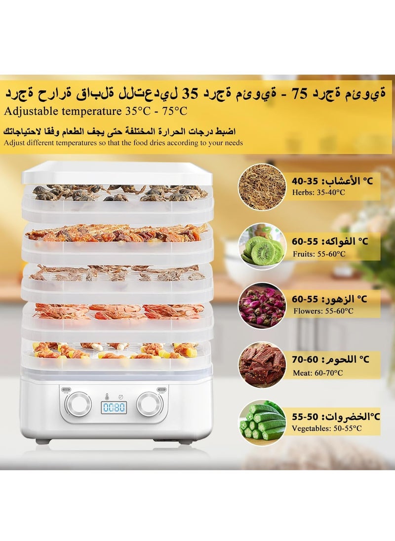 ET-LIFE - Mini Food Dehydrator Machine 5 Trays With Digital Timer And Temperature Control For Fruit Vegetable Meat Beef Jerky 160W HM-801 Blue - Image 1