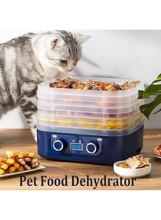ET-LIFE Mini Food Dehydrator Machine 5 Trays With Digital Timer And Temperature Control For Fruit Vegetable Meat Beef Jerky 160W HM-801 Blue  - Image 2