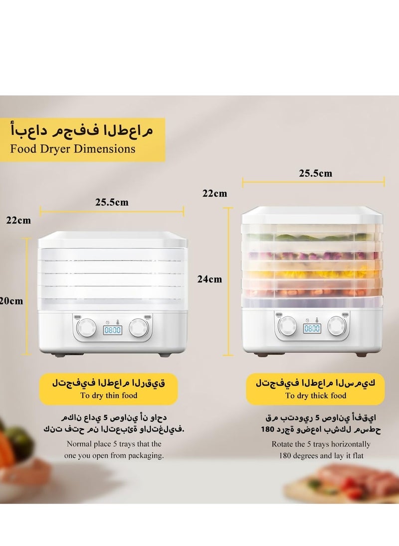 ET-LIFE - Mini Food Dehydrator Machine 5 Trays With Digital Timer And Temperature Control For Fruit Vegetable Meat Beef Jerky 160W HM-801 Blue - Image 1
