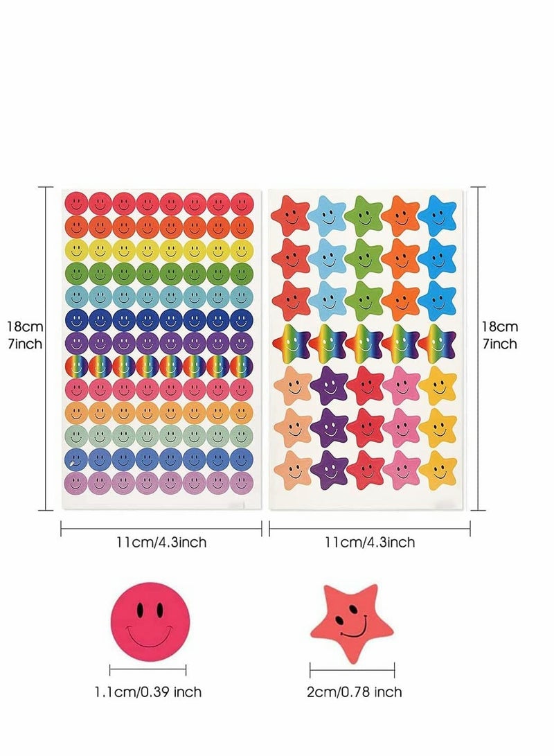 Happy Face Star Stickers, Cute Animal Reward Stickers for Teachers, Motivational Incentive Stickers for Kids, Round Cartoon Labels for Students All Class 1 Roll and 20 Sheets - Image 4