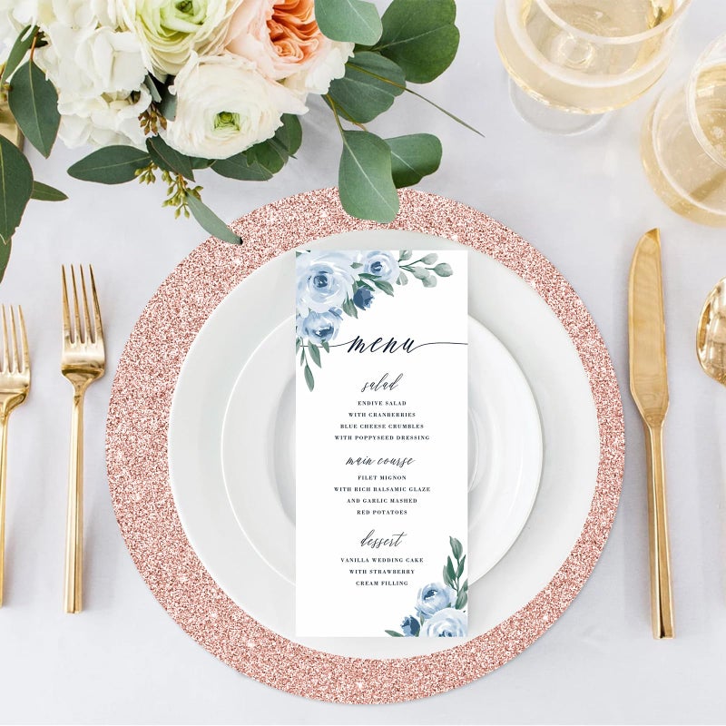 Tarklanda 100PCS Rose Gold Paper Placemats Disposable 13.4 Inch Round Glitter Paper Place Mat Valentines Rose Golden Decorative Shiny Table Mat for Birthday Wedding Holiday Party Sparkle Table Decor - Image 4