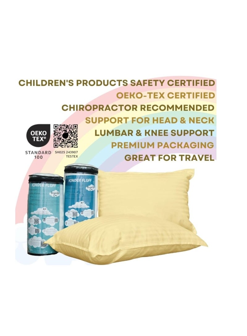 kinder Fluff Children Pillows (2x) - The Only Twin Pillows for Kids 300T Cotton Shell & Down Alternative Fill - Ideal Travel Pillows for Sleeping Kid, Bedding Set & Floor Cushions (40x60cm) - Image 3