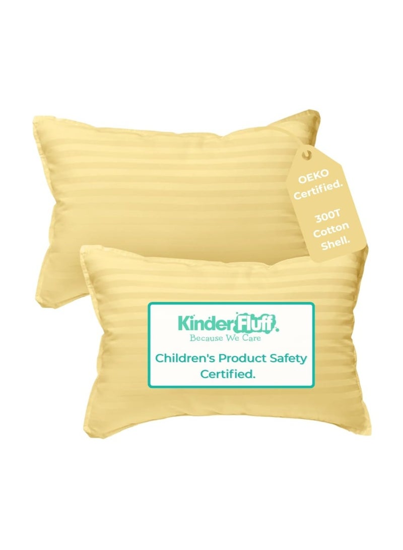 kinder Fluff Children Pillows (2x) - The Only Twin Pillows for Kids 300T Cotton Shell & Down Alternative Fill - Ideal Travel Pillows for Sleeping Kid, Bedding Set & Floor Cushions (40x60cm) - Image 1
