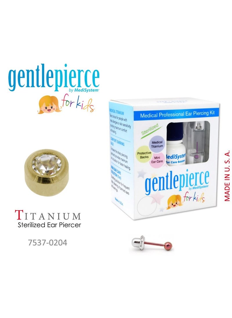 MediSystem Ear Piercing kit at Home Made from Golden Titanium 3mm Crystal Bezel Made in USA  - Image 1