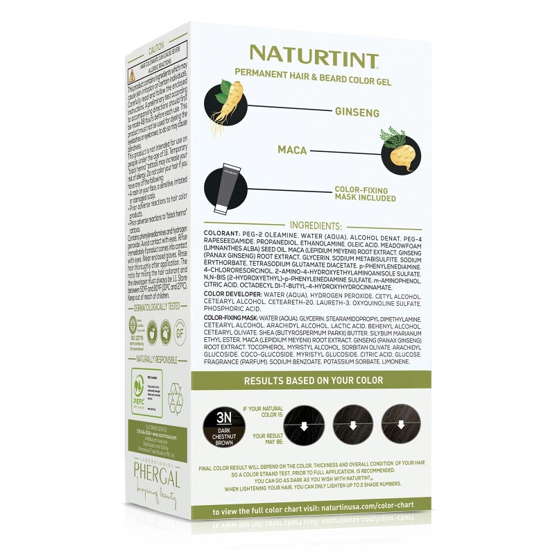 NATURTINT لون شعر دائم للرجال من ناتورتينت 3N بني كستنائي داكن (عبوة 1)، خالي من الأمونيا، تغطية تصل إلى 100% للشيب، نتائج طبيعية تدوم طويلاً - Image 3