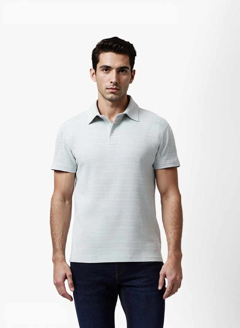 French Connection Textured Button Polo Shirt - Image 1