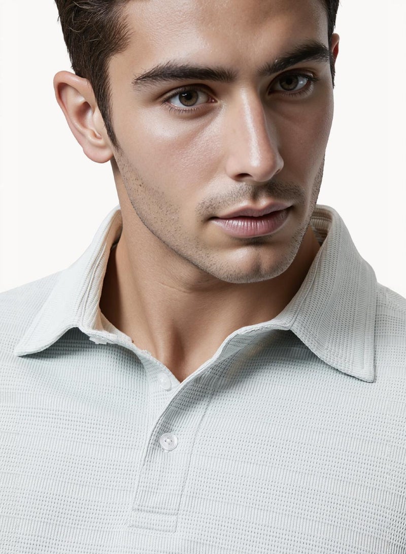 French Connection Textured Button Polo Shirt - Image 5