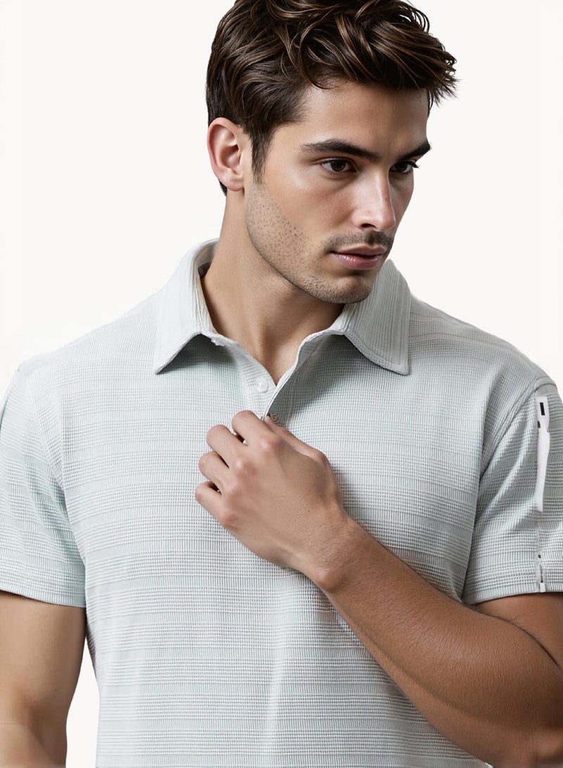 French Connection Textured Button Polo Shirt - Image 4