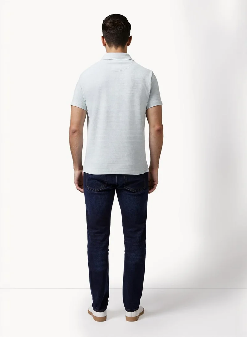 French Connection Textured Button Polo Shirt