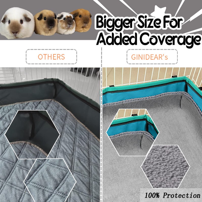 GINIDEAR Guinea Pig Cage Liner, 4 Pack - Washable, Reusable, Leakproof Fleece Bedding Pads for Small Animals with Anti-Slip Bottom - for 15''X29'' Area, Gray - Image 5