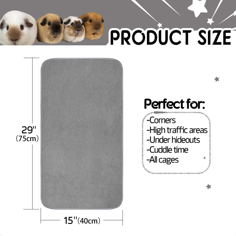 GINIDEAR Guinea Pig Cage Liner, 4 Pack - Washable, Reusable, Leakproof Fleece Bedding Pads for Small Animals with Anti-Slip Bottom - for 15''X29'' Area, Gray - Image 3