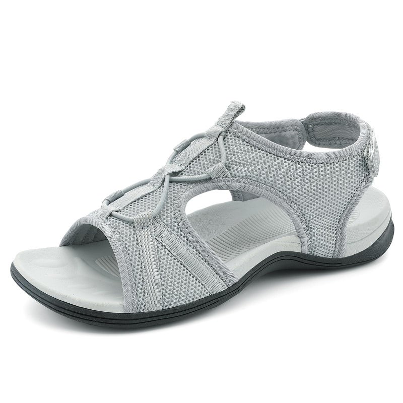 UBFEN Womens Hiking Sandals Comfortable Walking Sandals Summer Sport Breathable Arch Support Grey Women US 11 - Image 1