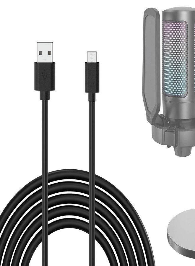Geekria for Creators USB A to Type C Microphone Cable 10 ft / 3 M, Compatible with FIFINE AmpliGame A6, HyperX QuadCast S, SoloCast, Logitech G Yeti GX, TONOR TC30 Mic Cord (Black) - Image 1