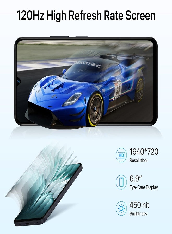 UMIDIGI G100 Unlocked Cell Phone Android 14, 6.9" HD+ 120Hz,Octa-core 16GB +256GB Expand 1TB,GPS Unlocked Smartphone,6000mAh,50MP Triple Camera,Dual 4G LTE Phone, NFC,AI Face Unlock,OTG,Black - Image 2