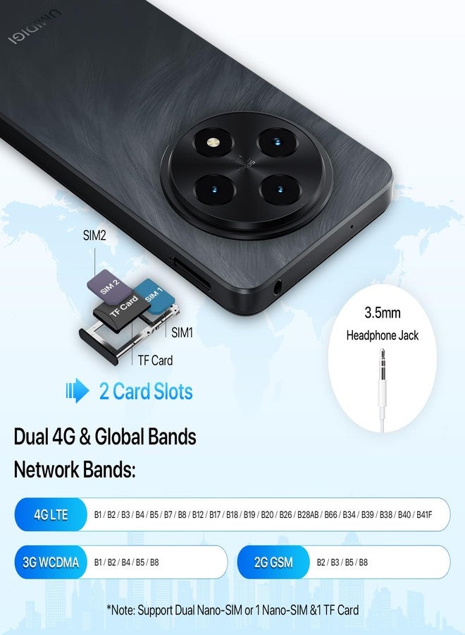 UMIDIGI G100 Unlocked Cell Phone Android 14, 6.9" HD+ 120Hz,Octa-core 16GB +256GB Expand 1TB,GPS Unlocked Smartphone,6000mAh,50MP Triple Camera,Dual 4G LTE Phone, NFC,AI Face Unlock,OTG,Black - Image 4