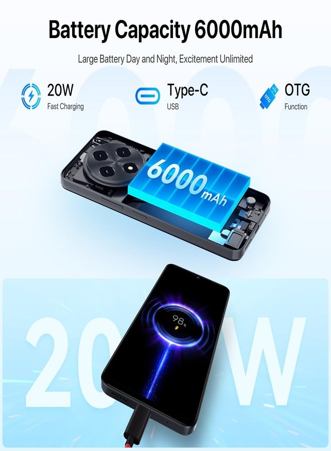 UMIDIGI G100 Unlocked Cell Phone Android 14, 6.9" HD+ 120Hz,Octa-core 16GB +256GB Expand 1TB,GPS Unlocked Smartphone,6000mAh,50MP Triple Camera,Dual 4G LTE Phone, NFC,AI Face Unlock,OTG,Black - Image 3