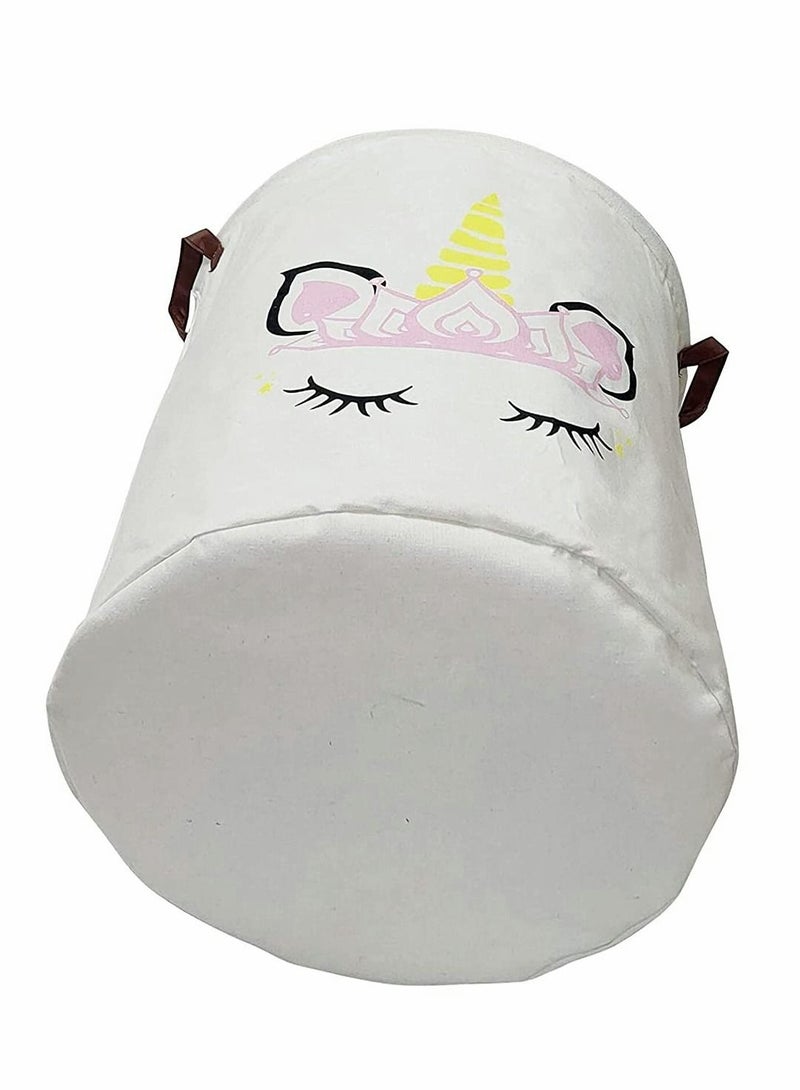 KASTWAVE سلة تخزين كبيرة الحجم حاملة للأشياء بطبقة مقاومة للماء سلة للغسيل لتنظيم ملابس وألعاب الأطفال هدية سلة تخزين دائرية قابلة للطي، سلة للأولاد والبنات / صناديق (تاج ذهبي وحيد القرن) - Image 2