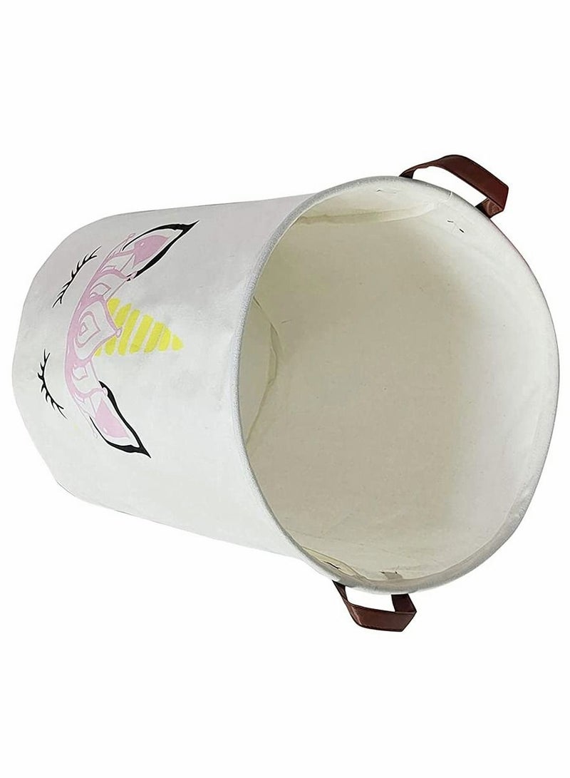 KASTWAVE سلة تخزين كبيرة الحجم حاملة للأشياء بطبقة مقاومة للماء سلة للغسيل لتنظيم ملابس وألعاب الأطفال هدية سلة تخزين دائرية قابلة للطي، سلة للأولاد والبنات / صناديق (تاج ذهبي وحيد القرن) - Image 3